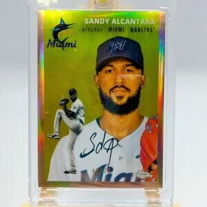 Sandy Alcantara #219 Topps Chrome Platinum Rose Gold Refractor 2023 SP 46/75